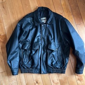 Vintage Bomber jacket. Black leather coat